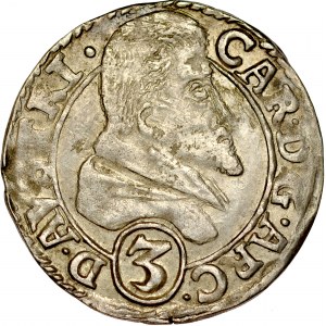 Śląsk, Księstwo Nyskie Biskupów Wrocławskich, Karol Austriacki 1608-1624, 3 krajcary 1615, Nysa.