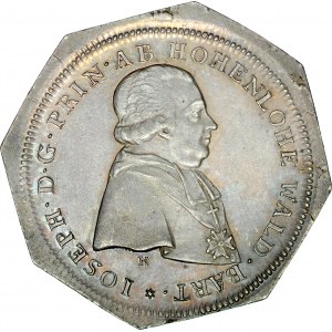 Śląsk, Księstwo Nyskie Biskupów Wrocławskich, Filip Gothard von Schaffgotsch 1747-1795, Półtalar 1796, Nysa, odbitka dla kolekcjonerów na oktogonalnym krążku.