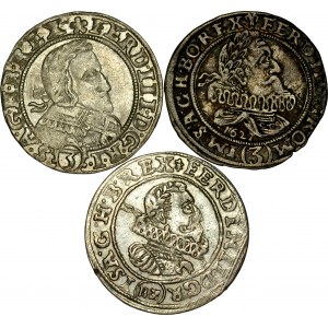 Śląsk, Ferdynand II 1620-1637, 3 krajcary 1624, 1627, 1638, różne mennice śląskie.