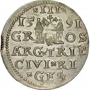 Zygmunt III 1587-1632, Trojak 1591, Ryga.