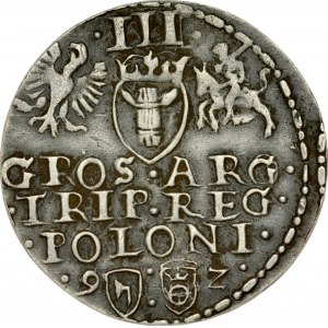 Zygmunt III 1587-1632, Trojak 1592, Olkusz.