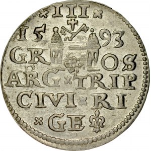 Zygmunt III 1587-1632, Trojak 1593, Ryga.