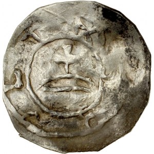 Mieszko II 1025-1031, Denar 1013-1025, Wielkopolska, Av.: Kopuła świątyni, Rv.: Krzyż prosty.