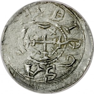 Bolesław III Krzywousty 1107-1138, Denar, Av.: Książę i Św. Wojciech, Rv.: Krzyż, między ramionami krzyżyki, napis.