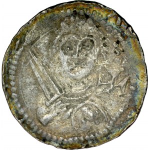 Władysław II Wygnaniec 1138-1146, Denar, Av.: Książę z mieczem, w polu krzyż, Rv.: Biskup z pastorałem i biblią.