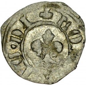 Ludwik Węgierski 1370-1382, Denar, Av.: Lilia, Rv.: Orzeł, RRR.