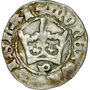 Władysław Jagiełło 1386-1434, Półgrosz, Kraków, Av.: Korona, pod nią litera P, Rv.: Orzeł jagielloński.