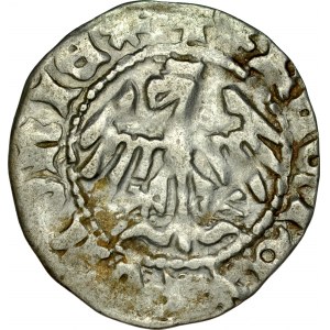 Władysław Jagiełło 1386-1434, Półgrosz, Kraków, Av.: Korona, pod nią litera P, Rv.: Orzeł jagielloński.