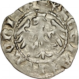 Władysław Jagiełło 1386-1434, Półgrosz, Kraków, Av.: Korona, pod nią litera P, Rv.: Orzeł jagielloński.