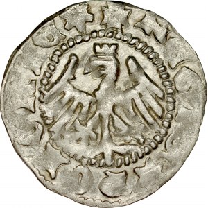 Władysław Jagiełło 1386-1434, Półgrosz, Kraków, Av.: Korona, pod nią litera P, Rv.: Orzeł jagielloński.