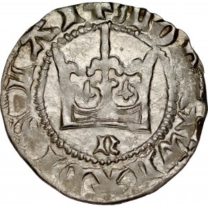 Władysław Jagiełło 1386-1434, Półgrosz, Kraków, Av.: Korona, pod nią litera N, Rv.: Orzeł jagielloński.