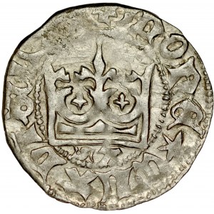 Władysław Jagiełło 1386-1434, Półgrosz, Kraków, Av.: Korona, pod nią litery SA, Rv.: Orzeł jagielloński.