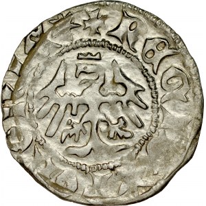 Władysław Jagiełło 1386-1434, Półgrosz, Kraków, Av.: Korona, pod nią litery SA, Rv.: Orzeł jagielloński.