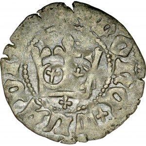 Władysław Jagiełło 1386-1434, Półgrosz, Kraków, Av.: Korona, pod nią krzyżyk, Rv.: Orzeł jagielloński.