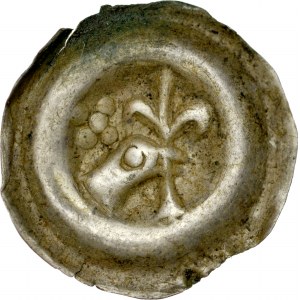  Pomorze Wschodnie, Świątopełk II Wielki 1217-1266, Brakteat guziczkowy, Pomorze Gdańskie, Av.: Ptak w lewo, w jego dziobie lilia, RR.