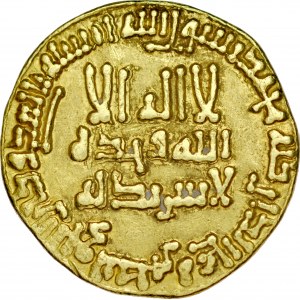 Dinar AH203, bez mennicy, al-Mamun AH 196-218.
