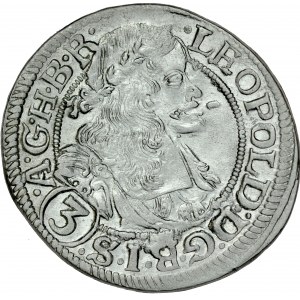 Śląsk, Leopold I 1657-1705, 3 krajcary 1669, Wrocław.