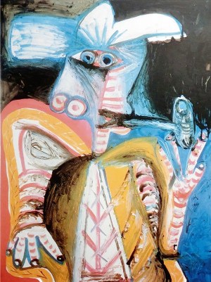 Pablo Picasso (1881 - 1973), Personnage a la pipe , litografia, edycja 90/200