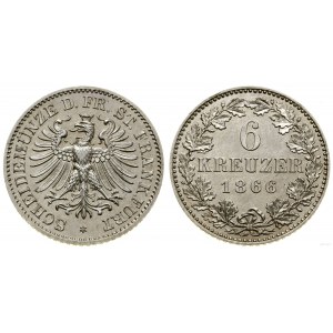 Niemcy, 6 krajcarów, 1866, Frankfurt