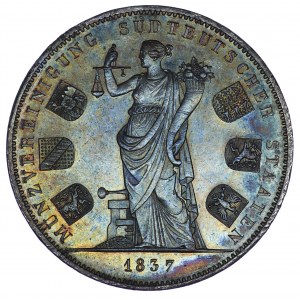 Germany, Bavaria, Ludwig I, 2 Thalers 1837, Munich, Monetary Union