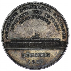 Germany, Bavaria, Maximilian II (1848-1864). Historical double thaler, exhibition of German industrial products in the Munich Ice Palace (Glaspalast), 1854, Munich.