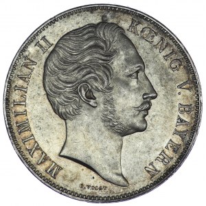 Germany, Bavaria, Maximilian II (1848-1864). Historical double thaler, exhibition of German industrial products in the Munich Ice Palace (Glaspalast), 1854, Munich.