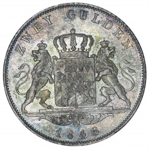Germany, Bayern, Ludwig I, 2 guilders 1848