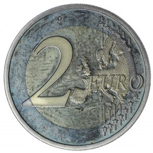 Luksemburg, 2 euro 2008 - stempel lustrzany bez napisu na krawędzi