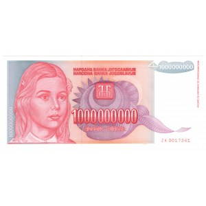 Jugosławia, 1 000 000 dinara 1993, seria ZA - zastępcza