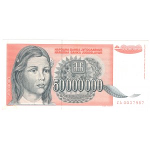 Yugoslavia, 50,000,000 dinar 1993, ZA series - replacement