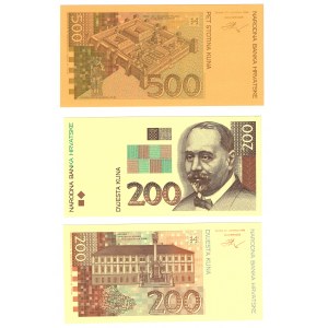 Croatie, série de 9 billets test