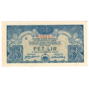 Jugosławia, 5 lir 1944, seria E