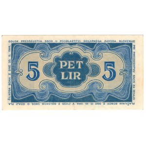 Jugosławia, 5 lir 1944, seria E