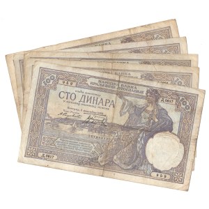 Yugoslavia, 100 dinar 1929 - set of 3 pieces