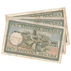 Yugoslavia, 500 dinar 1935 - set of 3 pieces