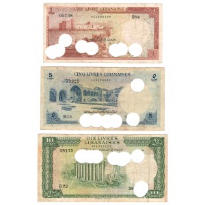 Lebanon, 1, 5, 10 livres 1958 - cancelled