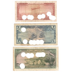 Lebanon, 1, 5, 10 livres 1958 - cancelled