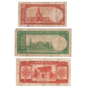 Iran, 5 rials 1941, 20 rials 1953, 20 rials 1951 - zestaw 3 sztuk