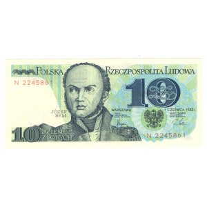 Pologne, 10 zloty 1982, série N
