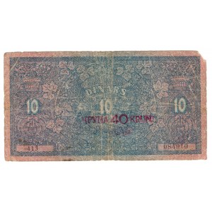 Jugoslavia, 40 Kruna ristampa con 10 Dinari 1919