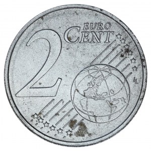 Francja, 2 euro centy 1999 - krążek niepokryty miedzią