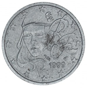 Francja, 2 euro centy 1999 - krążek niepokryty miedzią