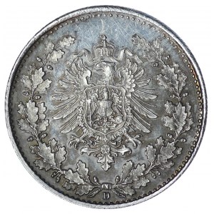 Germany, 1/2 mark D - one-sided proof in silver