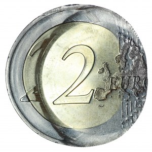 Niemcy, 2 euro 2019, 30-ta rocznica upadku Muru Berlińskiego - fantastyczny destrukt
