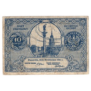 Polska, 10 groszy 1924, bilet zdawkowy