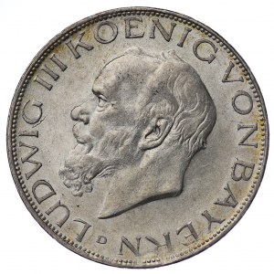 Niemcy, Królestwo Bawarii, Ludwik III, 3 Marki Monachium 1914 D