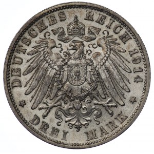 Niemcy, Królestwo Bawarii, Ludwik III, 3 Marki Monachium 1914 D