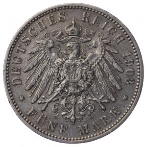 Germany, Saxony, 5 marks 1903 E, Muldenhütten