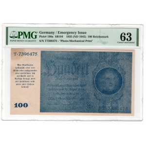 Germany, 100 marks 1929, (1945) Emergency reissue in case of invasion by Allied forces, known as Schorner banknotes - rare