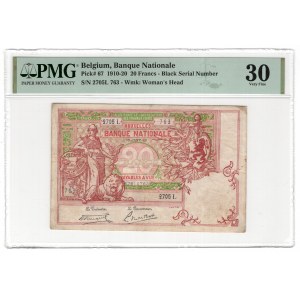 Belgia, 20 francs 1910-20